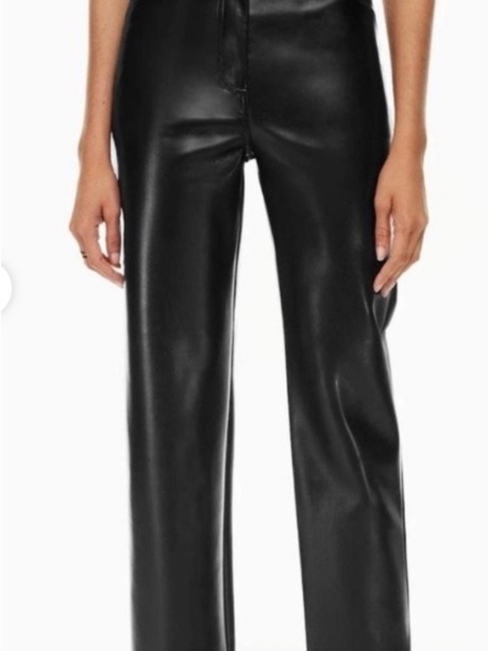 Aritzia Wilfred Faux Leather Straight Leg Pants Black Size 4